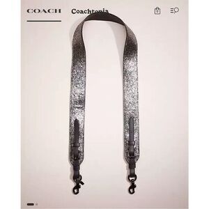 COACH logo leather novelty crossbody strap/belt silver pewter glitter